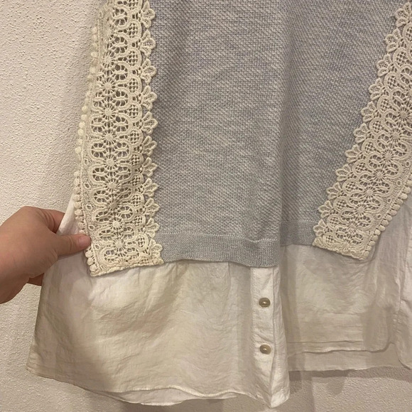 MOTH Anthropologie Light Blue Montage Layered Sweater Size Small EUC - Picture 3 of 5